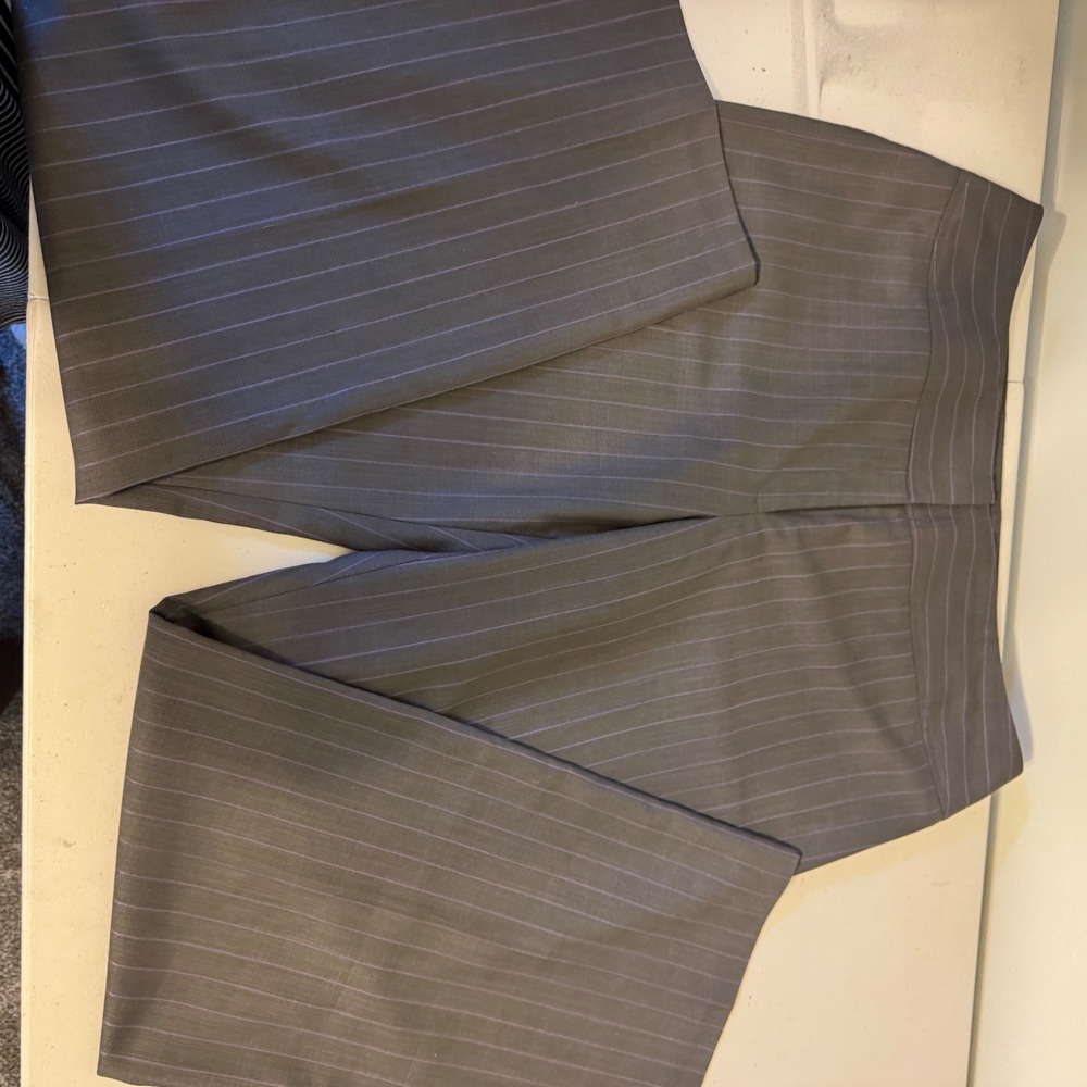 Oscar de la Renta Women's Pinstripe Dress Pants Career Business Gray Lavender 14
